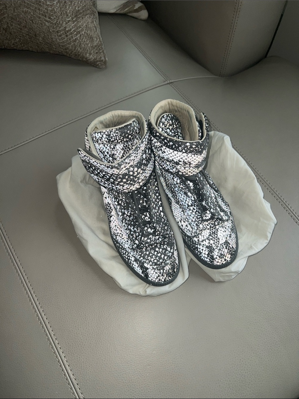 Maison Martin Margiela Futures  reflectors Snake Skin  Print Speckled High-Top S